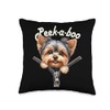 Funny - Peek-a-boo - Yorkshire Terrier Throw Pillow