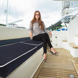 TeBaisea Boat Seat Cushion, High Density Thick Sponge Boat Bench Cushion, Anti-UV Polyester Fabric Removable Boat Mat(Royal Blue, Length 56"×Width 15.6"× Height 2.8")