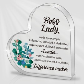 Boss Lady Gift for Women, Promotion Gifts for Boss Women, Best Boss Leader Gift, Boss Lady Office Desk Decor Heart Acrylic Ornament