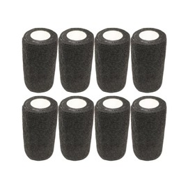 4" Cohesive Flexible Bandage Wrap – 8 Pack | Self-Adherent Vet Tape for Animal Use | Breathable, Easy Tear, No Clips Required | Ideal for Horses, Dogs, Livestock, Pets (Black)