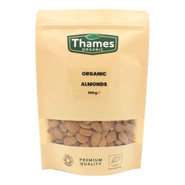 Organic Almonds 500g- Nutrient-Packed, Eco-Conscious Snack & Ingredient for Vegan, Vegetarian, & Plant-Based Diets by Thames Organic 500g