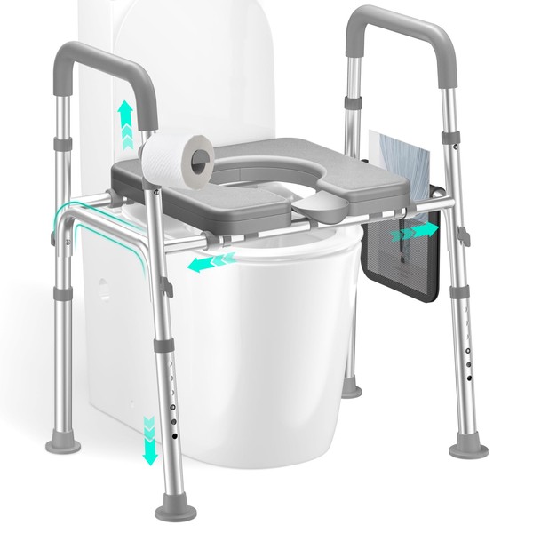 HOMEAL Raised Toilet Seat Riser with Handles for Seniors, 450LBS