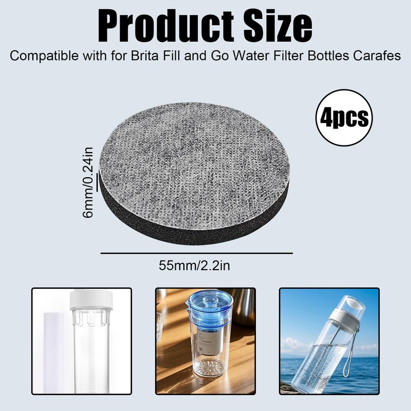 4 Pack Micro Disc Water Filter Discs for Brita Fill