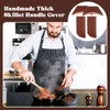 Baderke 4 Pcs Leather Cast Iron Handle Cover Handmade Leather