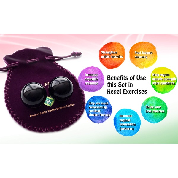 2-pcs Set Kegel Balls, Made of Obsidian Gemstone, Undrilled, Medium Size (1 inch), for Strengthening Pelvic Floor Muscles to Gain Better Bladder Control to Reducer Urinary Incontinence
