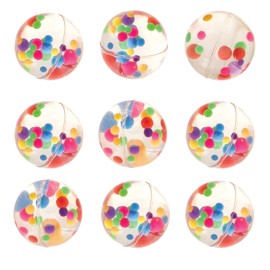 Baker Ross Bouncy Balls Mini Rainbow Bounce Ball Pack Multi Colour Jet Balls (Pack of 8)