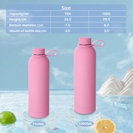 Geepen Stainless Steel Drinking Bottle, 1000 ml Double-Walled Drinking Bottle, Leak-Proof, BPA-Free, Leak-Proof Water Bottle for Sports, Outdoors, School