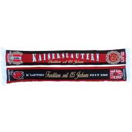 Generisch Kaiserslautern Anniversary Scarf - 125 Years of Tradition - Knitted Scarf, Extra Soft Quality, Red, Bordeaux, White, Black, Gold