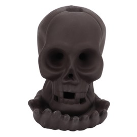 Backflow Incense Burner Purple Sands LED Light Skull Head Design Hand Crafted Aid Sleeping Cone Incense Burner