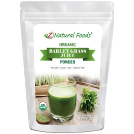 Z Natural Foods Organic Barley Grass Juice Powder - Made in USA, USDA Organic Nutrient-Dense Green Drink Mix for Energy, Detox with Amino Acids - Antioxidant Juice Blend for Water, Smoothies, 1 lb