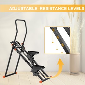 Stair Stepper for Home Gym, Folding Cardio Exercise Climber with Adjustable Resistance and Pedals, Vertical Stair Climber for Full Body Workout with Extended Step Range