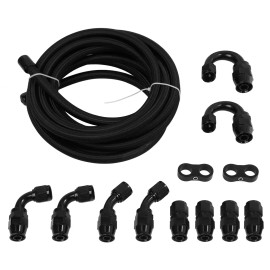 LokoCar 8AN Nylon Braided E85 PTFE Fuel Line 20ft 12 Fittings Separator Clamp Hose Kit