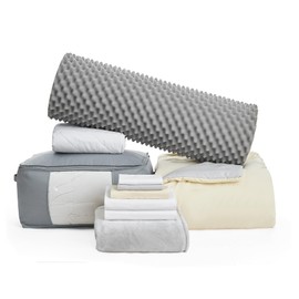 DormCo Basic Necessities - Twin XL College Bedding Package - Shortbread/Antarctica Gray Color Set