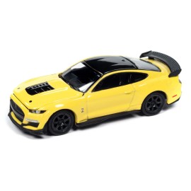 DCD 2021 Ford Mustang Shelby GT500 Carbon Fiber Track Pack Grabber Yellow with Black Top "Modern Muscle" Series 1/64 Diecast Mod