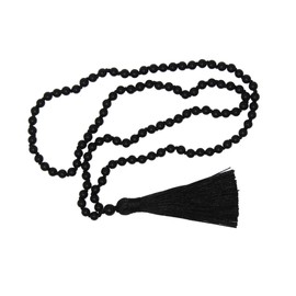 N36 - Beautiful 6mm Black Agate Gemstone Bead Prayer Mala 108 Beads/Necklace/Bracelet - Handmade by Jeannieparnell