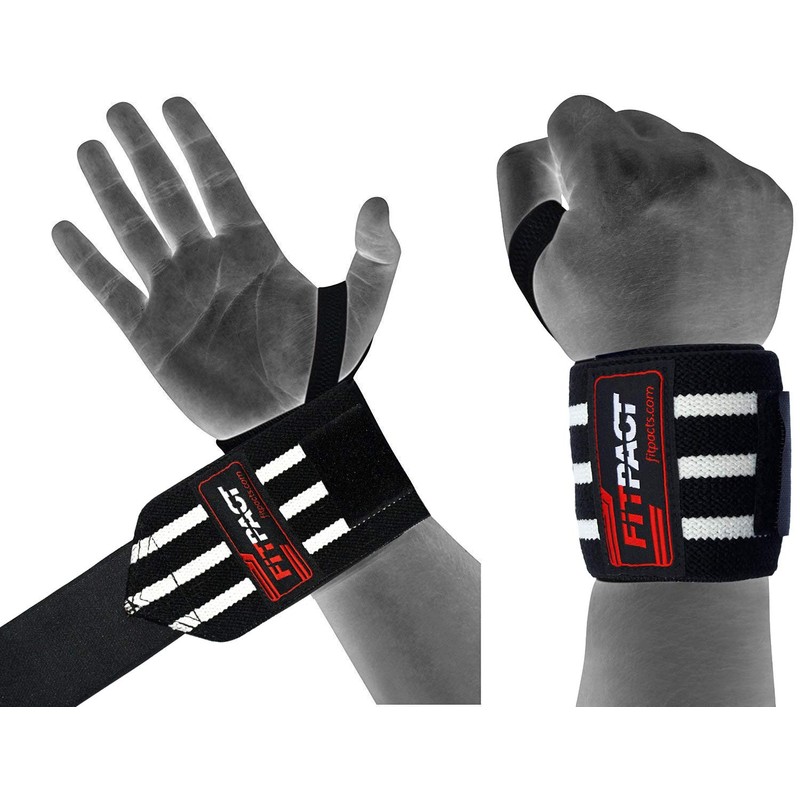 FITPACT Weight Lifting Wrist Wraps Support (PAIR), Elasticated Professional 18”
