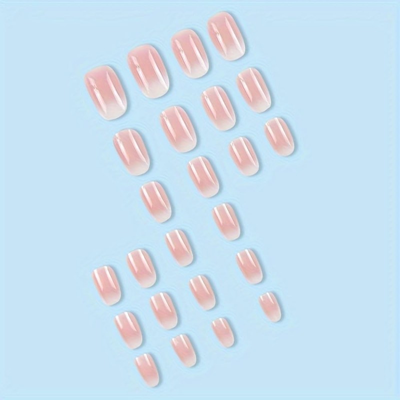 Press-on Nails Set, 24 Medium Full-coverage Pieces, Pink Shimmer Almond