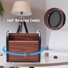 Siveit Wooden Desk Organizer, 4 Compartment Revolving Wood Desktop Organizer