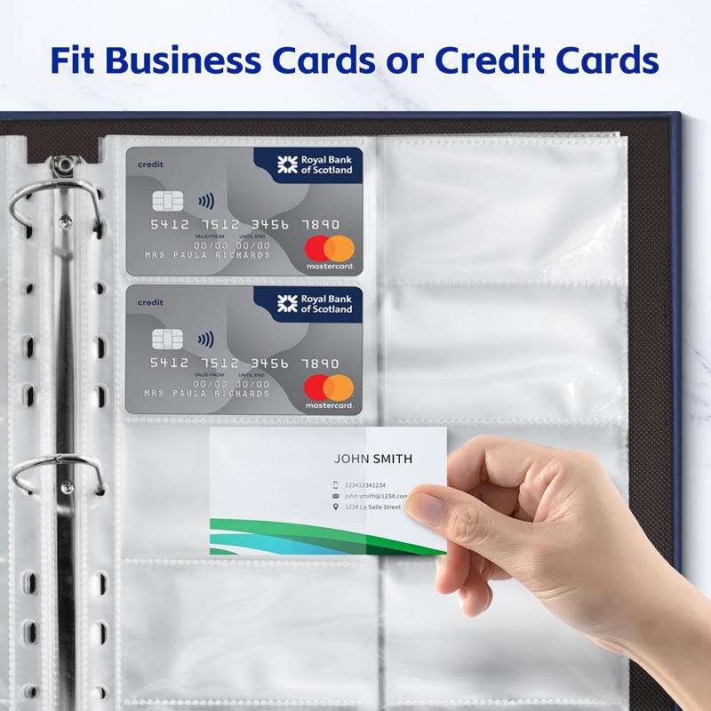 BYSTER A4 Business Card Book, PU Leather Organizer with 30