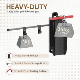 MACOCO Bike Wall Mount – Swivel Bike Wall Mount with Helmet Hook Tire Stop – Space-Saving Bike Hangers for Garage – Holds Up to 77lbs – Vertical Bicycle Hanger for Sports Road Bikes - 2 Rack Set