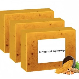 3PCS Lemon Turmeric KojicAcid Soap, Turmeric & Kojic Acid Brightening Soap, DarkSpot Remover, Kojic Acid Soap, Soap Body CareBody Wash Lemon Flawless Organic:_2 Counts Soap + 2Counts Soap Bag