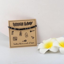 KUIYAI Lunch Lady Morse Code Bracelet for Lunch Ladies Squad, Cafeteria Worker Gift, Lunch Lady Thank You Gift