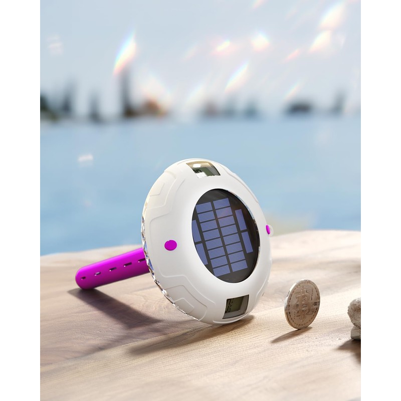 Solar Digital Pool Light with Dual LCD Screens, Easy to