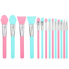 MBAIYO 14 Pcs Silicone Makeup Brush Applicator Kit Silicone Brushes for Crafts Cream Makeup Products and UV Resin Epoxy Art