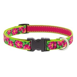 Lupine Large Dog Collar 3/4" Wide Petunias Design Adjusts from 15" to 25"