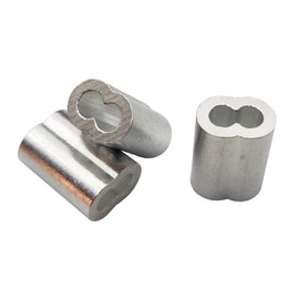 Sipery 100Pcs Aluminum Crimping Loop Sleeves Double Holes Cable Crimp Sleeves for 3mm 1/8 Inch Diameter Wire Rope and Cables