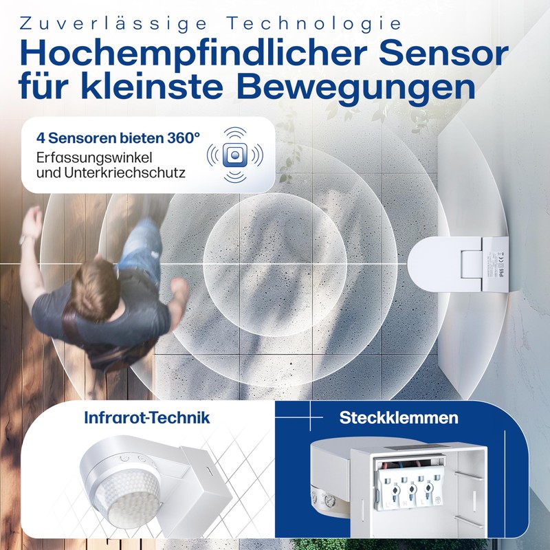 HUBER Motion 100 Infrared Motion Sensor 360° with 4 Sensors