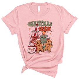 TeesAndTankYou Gingerbread Christmas Crew Shirt Unisex Medium Pink