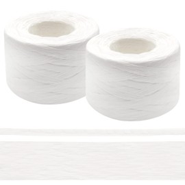 Anvin 2 Rolls Natural Raffia Paper Ribbon Matte Twine Raffia Ribbon Paper Decorative String for Festival Gift Wrapping, Crafts and DIY 1/4" Wide by 330 Feet Each Roll (White)