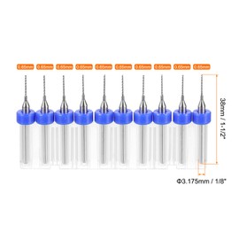 sourcing map 2 Set (20pcs) PCB Drill Bit Set 1/8" Shank 0.65mm Tungsten Carbide Micro Twist Drill Bits Tools for Print Circuit Board Jewelry Plastic Wood Soft Metal