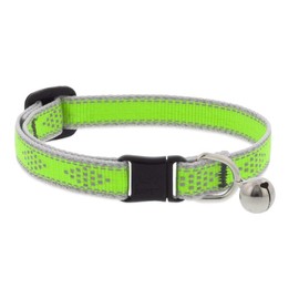 Lupine Reflective Cat Safety Collar with Bell 1/2" wide Green Diamond Adjusts 8" to 12"