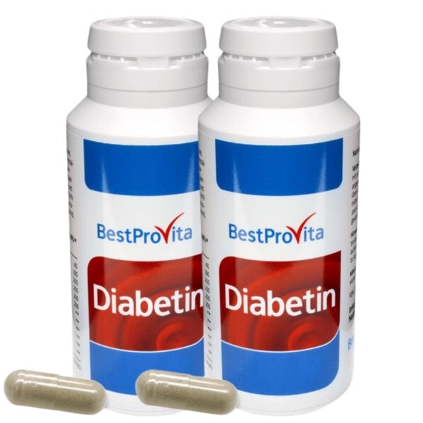 BestProvita Diabetine Capsules (2 x 60 Diabetine Capsules) - Natural Multivitamin Support for Diabetes Type 2, Blood Sugar Lowering and Diabetes Vitamins