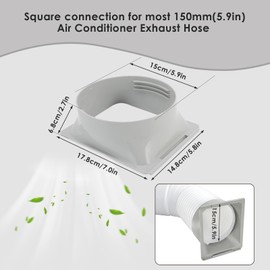 Air Conditioning Exhaust Hose Pipe Connector, 5.9 Inch Air Conditioning Hose Pipe Connection, 150 mm Portable Exhaust Hose Channel Interface Adapter AC Coupler for Exhaust Hose Coupling for Home