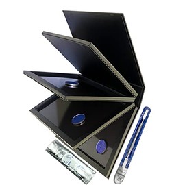 Paleta de libros con 4 capas magnéticas vacías resistentes + 1 espátula para desmaquillar + 50 piezas de metal redondas