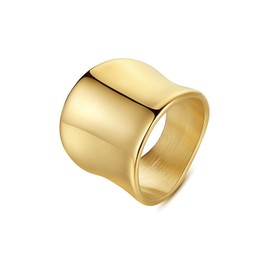 WPPHXY 14K Gold Plated Rings Modern Statement Gold Rings Wide Band Thumb Rings Chunky Ring for Women Men