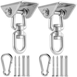 2Pcs Heavy Duty Sensory Swing Hangers with Bolts Screws, Stainless Steel Boxing Bag Bracket 450kg for Playground Equipment, 360° Swivel Hammock & Hanging Chair Hooks for Concrete Ceiling, Wooden Porch
