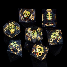 ORUZA 7 Piece Dragon Eye Polyhedral DND Dice, Resin D&D Skull Dragon Eye Dice Set for Dungeons and Dragons RPG MTG Pathfinder Role Playing Game