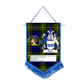 Muir Scottish Clan Scotland Car/Wall Pennant With Blue Border Great Souvenir