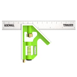 TRACER Combination Square 150mm (6 Inch). 45/90 degree Measuring Tool with built in Spirit Level and Scribe Tool. Metric & Imperial scales. Stainless Steel