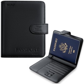 Reyke Passport Holder for Travel with Built-in Tracker, Works with Apple Find My (iOS Only), No Charging Required, Up to 5 Years Battery Life, RFID Blocking Passport Cover Wallet for Men &Women