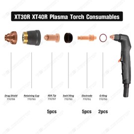 770791 Electrode & 770797 Tip/Nozzle 40A for Hobart Airforce 40i Plasma Cutter XT40R Torch Plasma Consumables(PKG-12)