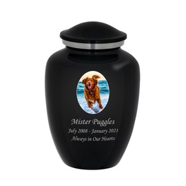 Mainely Urns Homage Large Custom Photo Pet Cremation Urn for Pet Ashes - Vase Style Pet Urn - 200 Cubic Inch Capacity -Personalization Included (Graphite Grey)