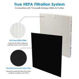 Flintar Replacement Air Filter, Compatible with Coway Air Purifier AP-1512HH and Airmega 200M, (2) H13 Grade Main Filter and (4) Activated Carbon Filters, 2-Year Filter Pack