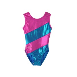 Obersee Girls Gymnastics Leotards One-Piece Athletic Activewear Girl's Dance Outfit Girls' & Women's Sizes - Pink Diagonal | CS Child (4-6 years) | O3GL008CS