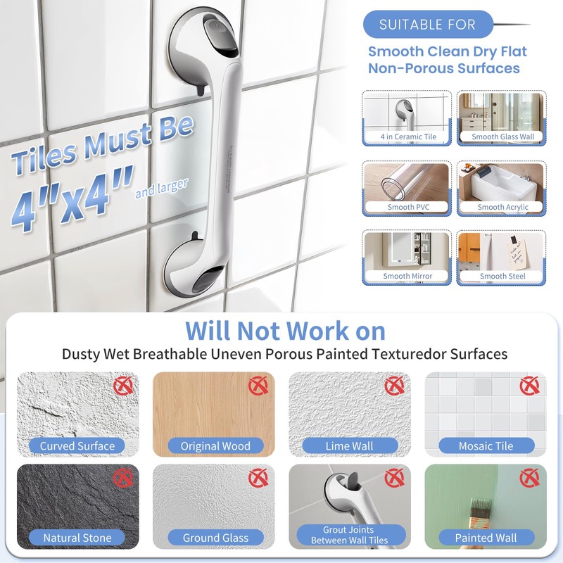 ABLECARE 2 Pack 16 Inch Elderly Heavy Duty Shower Handle,