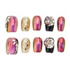 farfarflame Handmade Nail Tip, Short False Nail Stand, 3D Diamond,